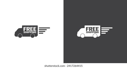 Vector Free shipping delivery icon in flat style. Express delivery trucks, Free shipping, Delivery icon vector illustration in simple black style symbol sign for apps and website.