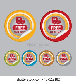 Vector : Free Shipping Special Promotion Campaign Infographics Icon on Circle Peeling Sticker