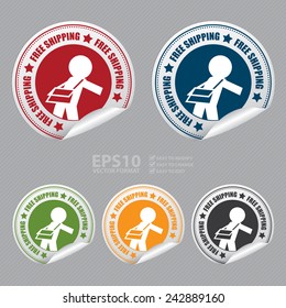 Vector : Free Shipping Sticker, Icon or Label