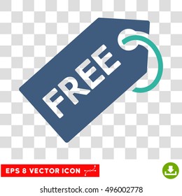 Vector Free Tag EPS vector icon. Illustration style is flat iconic bicolor cobalt and cyan symbol on a transparent background.