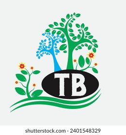 vector free TB logo tree logo  nature with flowers 