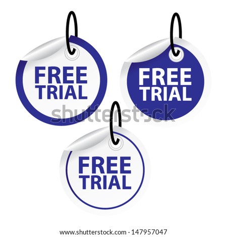 Vector. Free trial labels and stickers set.