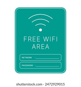 Vektorgrafik Kostenloses WiFi Area Sign. WiFi-Netzwerk- und Passwort-Verbindung