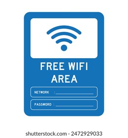 Vector Free Wifi Area Sign. Wifi Netword And Password Connection