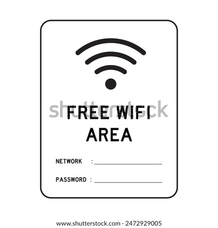 Vector Free Wifi Area Sign. Wifi Netword And Password Connection