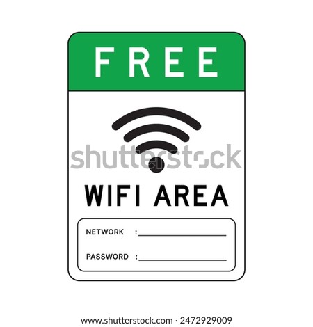 Vector Free Wifi Area Sign. Wifi Netword And Password Connection