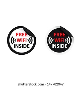 Vector: Free wifi inside sign with black and metal border - EPS10 