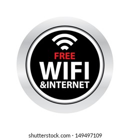Vector: Free wifi & internet sign with metal border - EPS10 