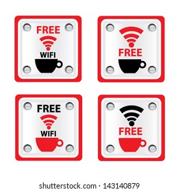 Vector: Free wifi sign with red border.