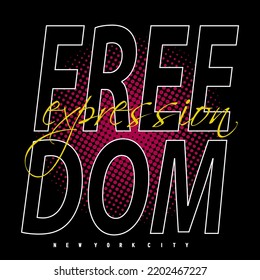 vector freedom expression text quotes lettering stylish design