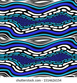 vector freeform shape and lines seamless pattern on black