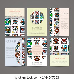 Vector freehand cards template. Cover, banner with hand drawn doodles. Rustic illustration