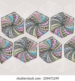 Vector freehand drawing pattern with polygons 