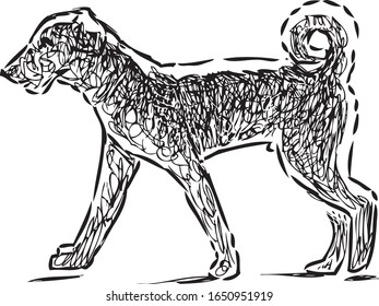 Vector freehand drawing of walking terrier 
