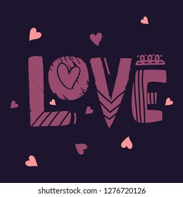 Vector freehand letters love. Eps 10/