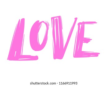 Vector freehand letters "love" text doodles, valentine's day
