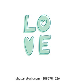 Las letras vectoriales adoran los doodles de texto, el día de San Valentín