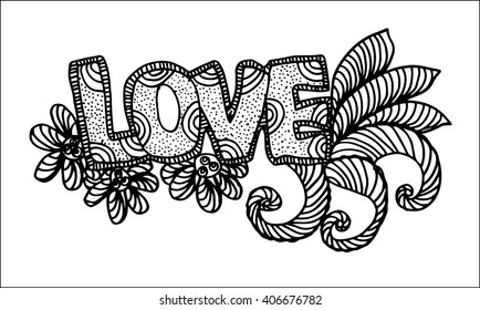 Vector Freehand Letters Love Text Doodles Stock Vector (Royalty Free ...