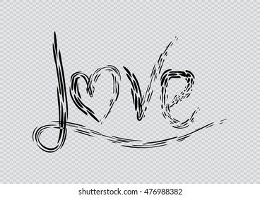 Vector freehand letters "love" text doodles