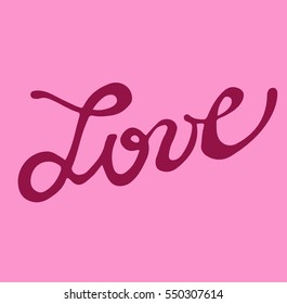 Vector freehand letters "love" text doodles, valentine's day