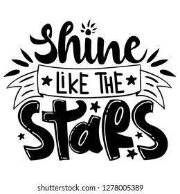 Vector freehand letters shine like the stars text doodle. Eps 10.