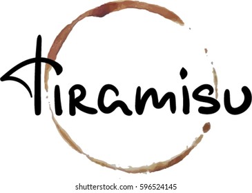 Vector freehand letters "tiramisu" text doodles. Hand lettering