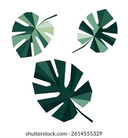 Vector freehand minimalistic abstract illustration of an monstera leaves, a wild African botanical plants using simple geometric shapes. Suitable for printing, digital projects. Hand drawn botanical