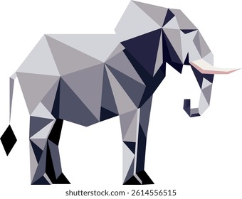 Vector freehand minimalistic abstract illustration elephant origami, a wild African animal using simple geometric shapes. Suitable for printing, wallpaper, or digital projects. Hand drawn Elephantoid