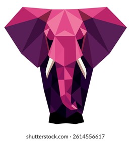 Vector freehand minimalistic abstract illustration elephant origami, a wild African animal using simple geometric shapes. Suitable for printing, wallpaper, or digital projects. Hand drawn Elephantoid