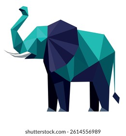 Vector freehand minimalistic abstract illustration elephant origami, a wild African animal using simple geometric shapes. Suitable for printing, wallpaper, or digital projects. Hand drawn Elephantoid
