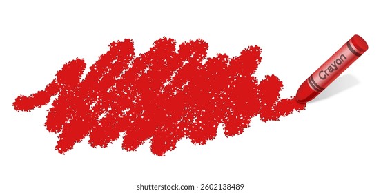 Vector Freehand Red Crayon Drawing Illustration Isolated On A White Background. 
