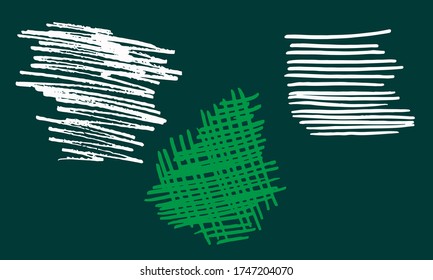 Vector freehand scribble collection isolated on green background. Hand drawn abstract illustration. Texture of writing materials. Handwritten doodles and pencil strokes