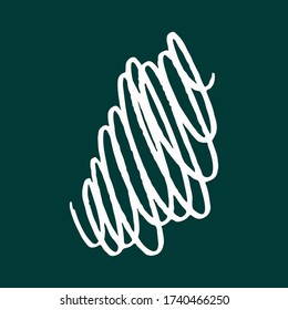 Vector freehand scribble isolated on green background. Hand drawn abstract illustration. Texture of writing materials. Handwritten doodles and pencil strokes