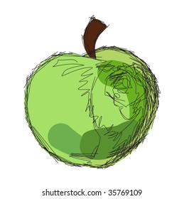 vector freehand sketch of apple