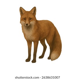 Vector freehand watercolor illustration of a Fox isolated on a white background. Hand drawn Foxy watercolour for design, foxiness logo, postcards, posters and digital projects