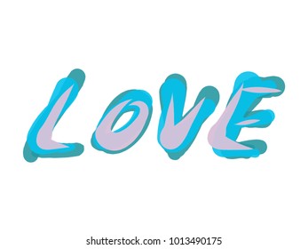 Vector freehand word love. Valentines Day.