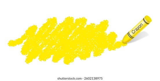 Vector Freehand Yellow Crayon Drawing Illustration Isolated On A White Background. 