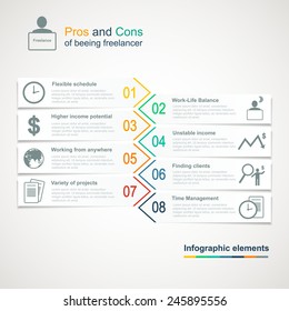 Vector Freelance Infographic Elements, Pros And Cons Of Being Freelancer