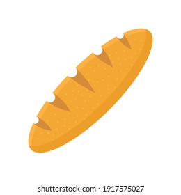Vector french bread illustration baguette logo. Food bread flat hot icon