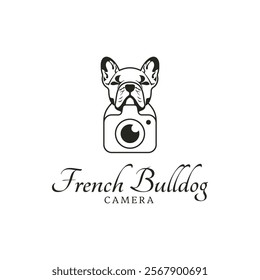 Vector french bulldog camera logo. Perfect for any business especially related to dog animal characters, photographers, animal photographers and so on.