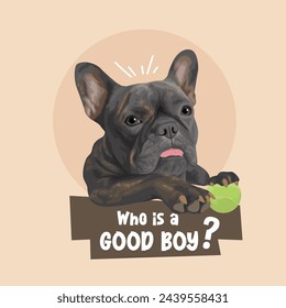 Vector french bulldog template social media post