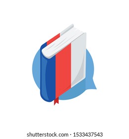 Vector French Flag, Dictionary Book, Icon, Logo. Professional, modern business corporate identity. 