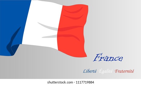 Vector French flag,the text is translated as freedom, equality, brotherhood.