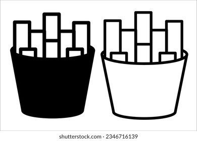 VECTOR FRENCH FRIES ICON IN STROKE AND FILL VERSION
