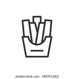 Vector french fries line icon. Symbol in trendy outline style. Vector illustration isolated on a white background. 
