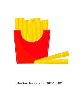 Vector of french fries on white background. 
