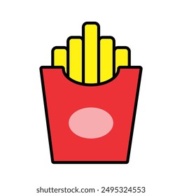 Vector of french fries or ready food icons isolated on white background. black icon