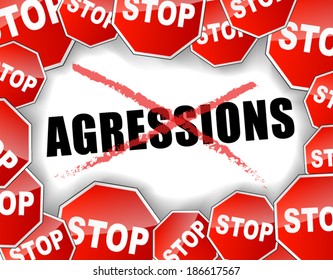 Vector french illustration of stop assaults concept background