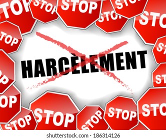 Vector french illustration of stop harassment concept background
