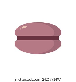 Vector french macaroon single cookie flat simple line colorful icon. Sweet lavanda dessert symbol. Design Illustration for Restaurant, Cafe Menu, Flyer, Banner, Sticker, Pattern, Web.